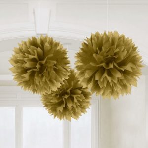 Fluffy Hanging Paper Decorations Gold AM1805519