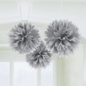 Fluffy Hanging Paper Decorations Silver AM1805518
