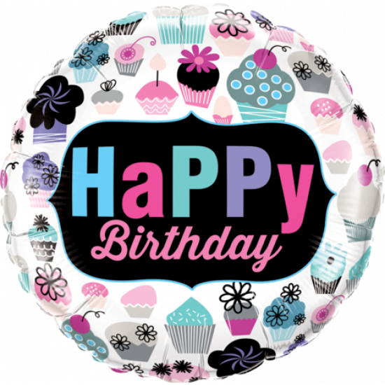 Birthday Cupcakes Emblem 18 inch (45 cm) Foil Balloon Q78669
