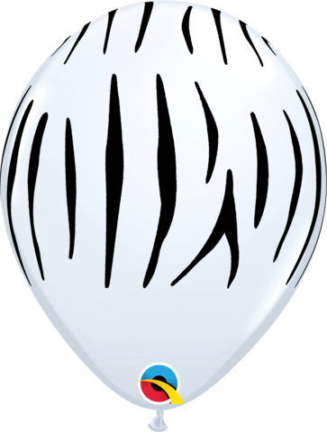 Zebra Stripes Onyx White w/ Black Stripes Latex Balloons Q55477