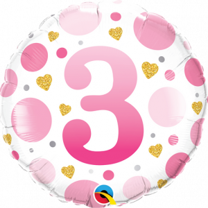 Age 3 Pink Dots 18 inch (45 cm) Foil Balloon Q23124