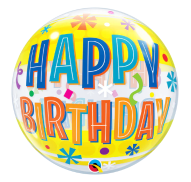 Fun & Yellow Bands 22 inch (56 cm) Bubble Balloon Q16657