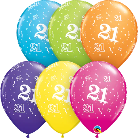 21 Around Tropical Assorted 11 inch (28 cm) Latex Balloons Q45601